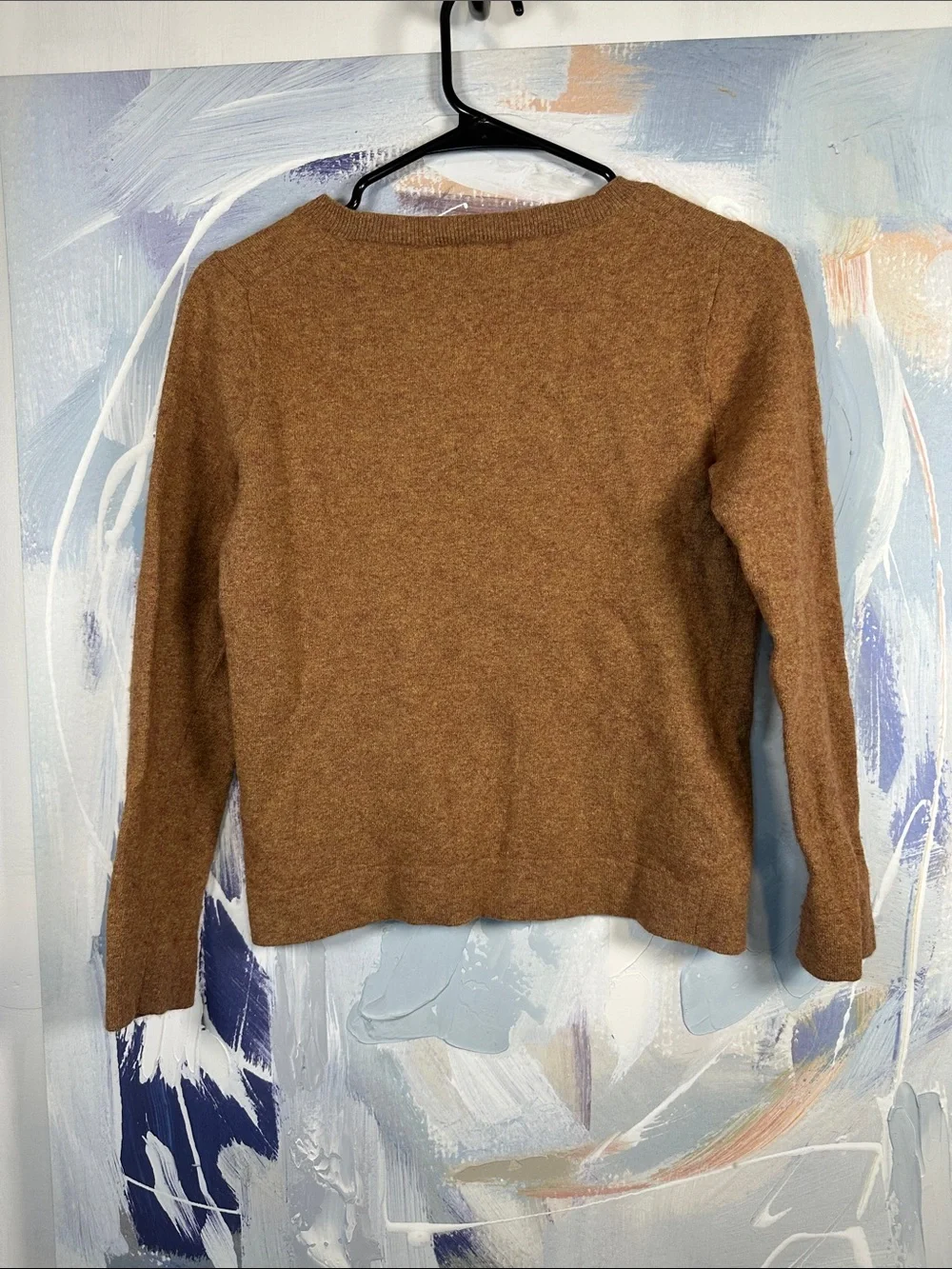J.Crew Teddie Merino Wool Blend Sweater Small Rust Brown Camel Crewneck Pullover